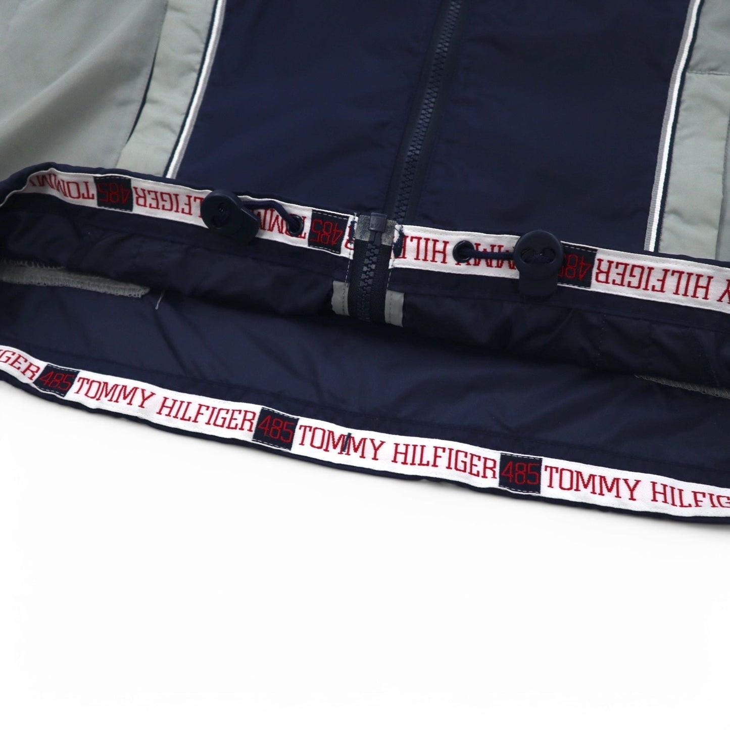 TOMMY HILFIGER 90年代 スタンドカラー ナイロンジャケット M ネイビー グレー リフレクター ライン