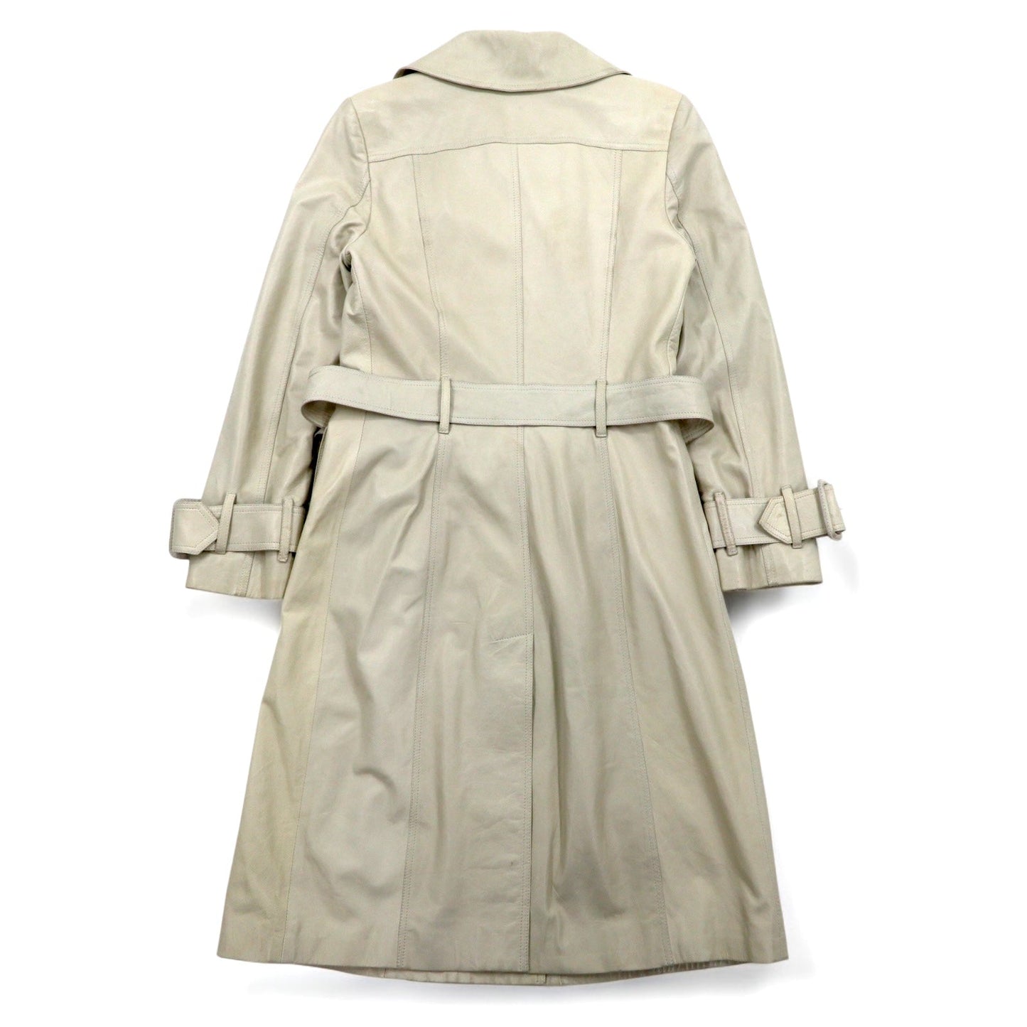 BURBERRY ラムレザー トレンチコート M アイボリー 羊革 ベルト付き