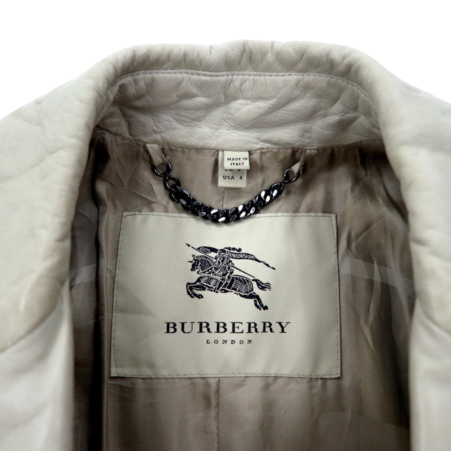 BURBERRY ラムレザー トレンチコート M アイボリー 羊革 ベルト付き
