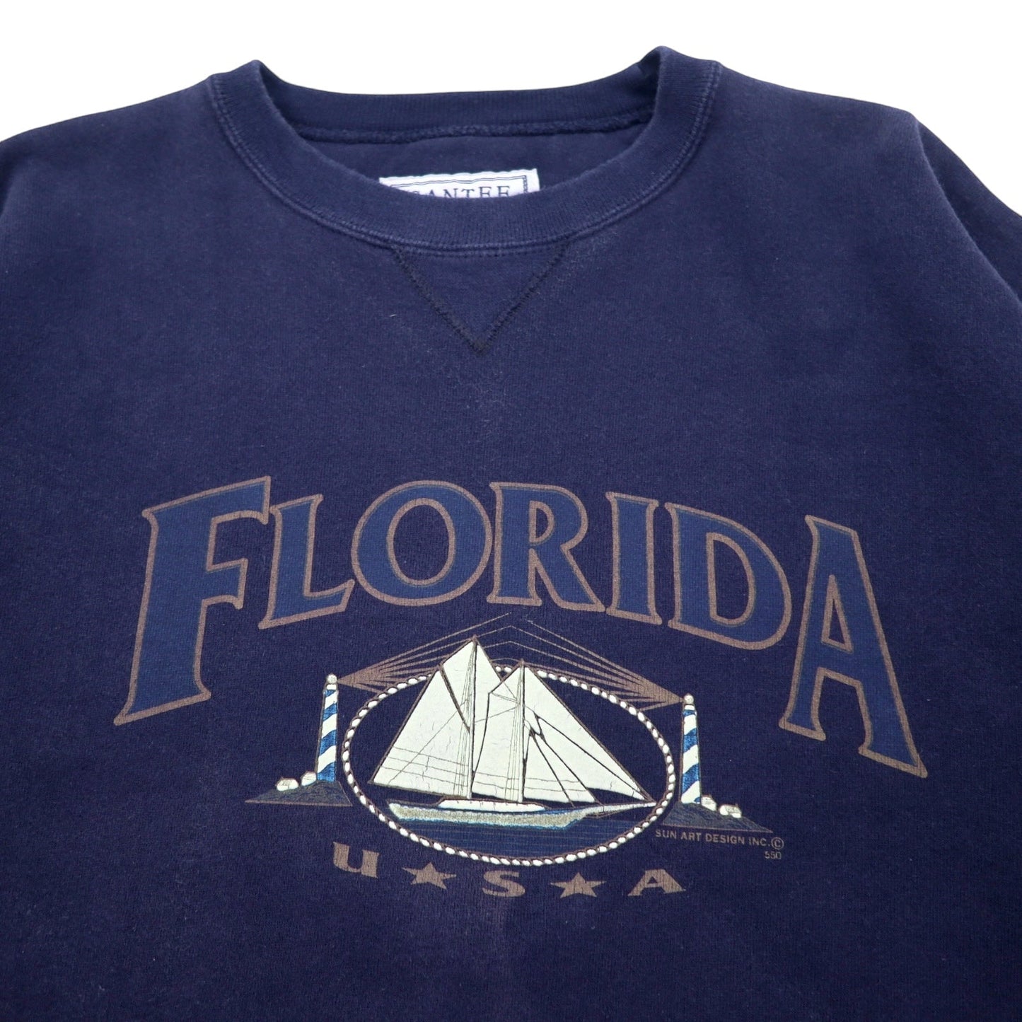USA製 90年代 SANTEE HVYWT リバースウィーブ スウェット XL ネイビー コットン FLORIDA プリント