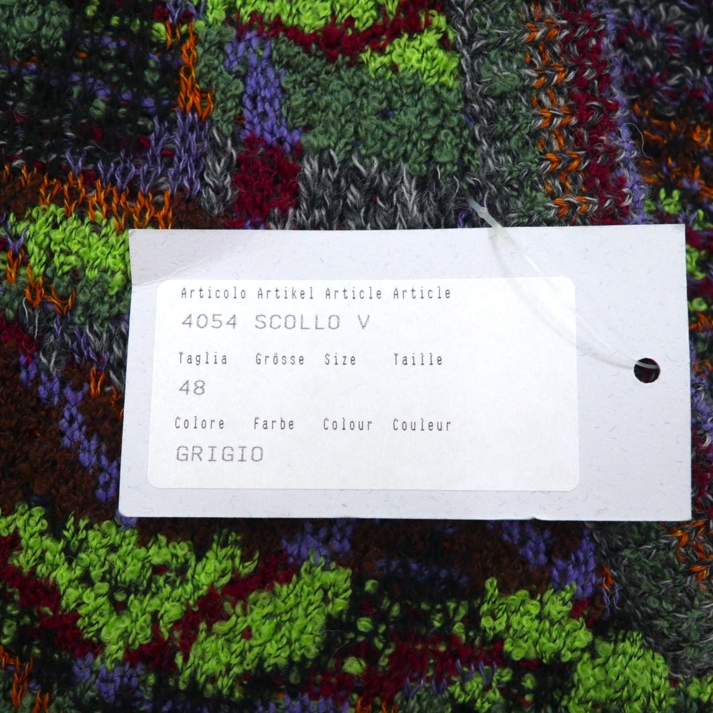 Fantasie di Settembre イタリア製 90年代 総柄 ジャガード ニット セーター L マルチカラー デッドストック 未使用品