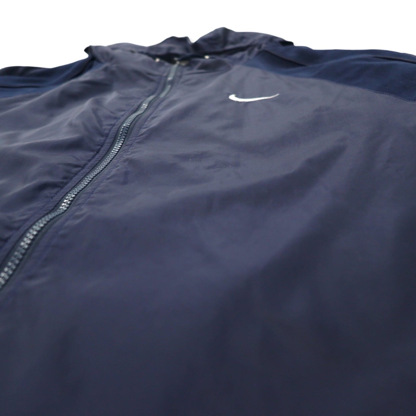 NIKE 90年代 シェルパーカー ナイロンジャケット XL ネイビー スウォッシュロゴ刺繍 銀タグ ビッグサイズ