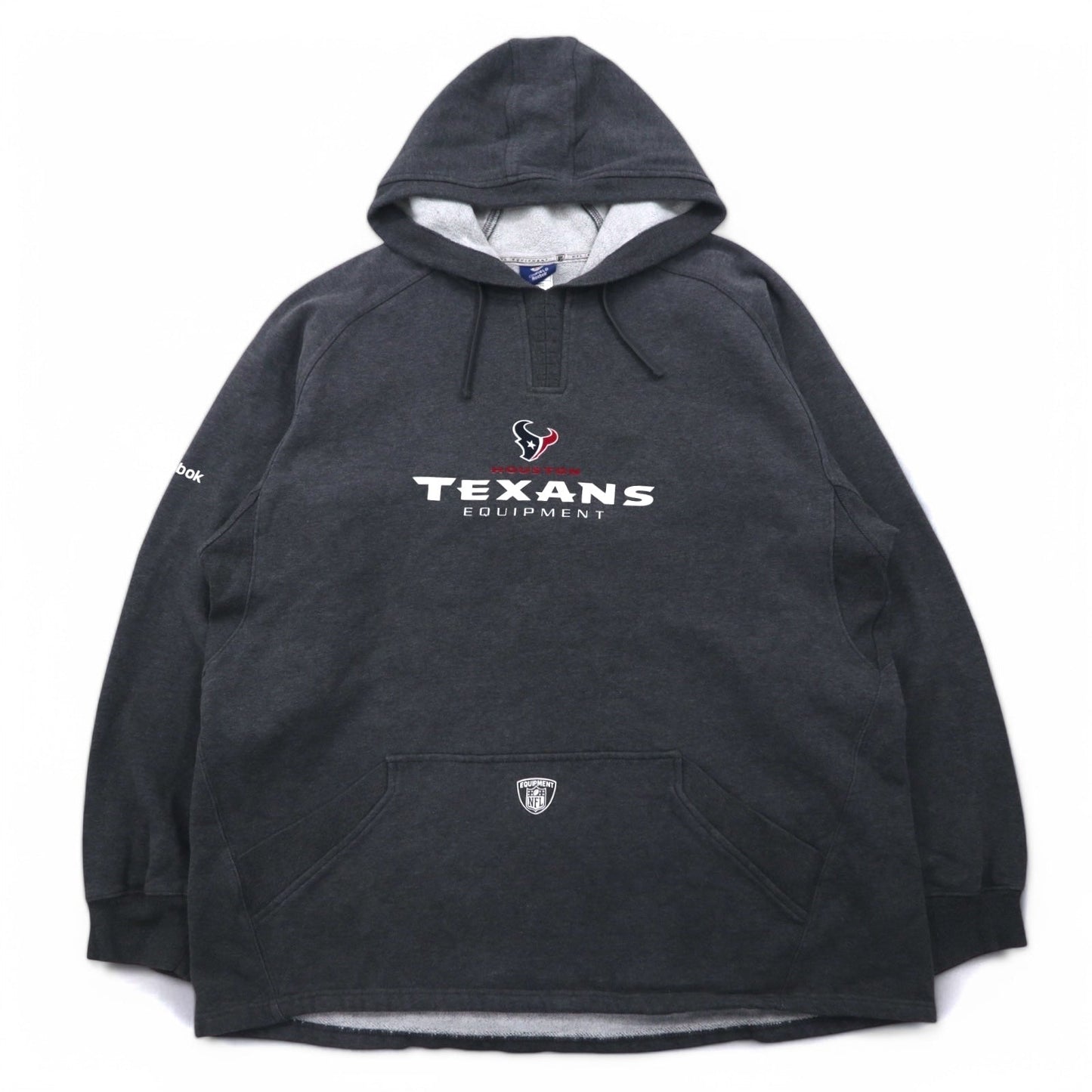 Reebok プルオーバー パーカー 2XL グレー 裏起毛 フロントポケット NFL Houston Texans ビッグサイズ