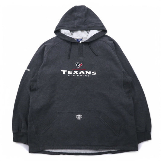 Reebok プルオーバー パーカー 2XL グレー 裏起毛 フロントポケット NFL Houston Texans ビッグサイズ
