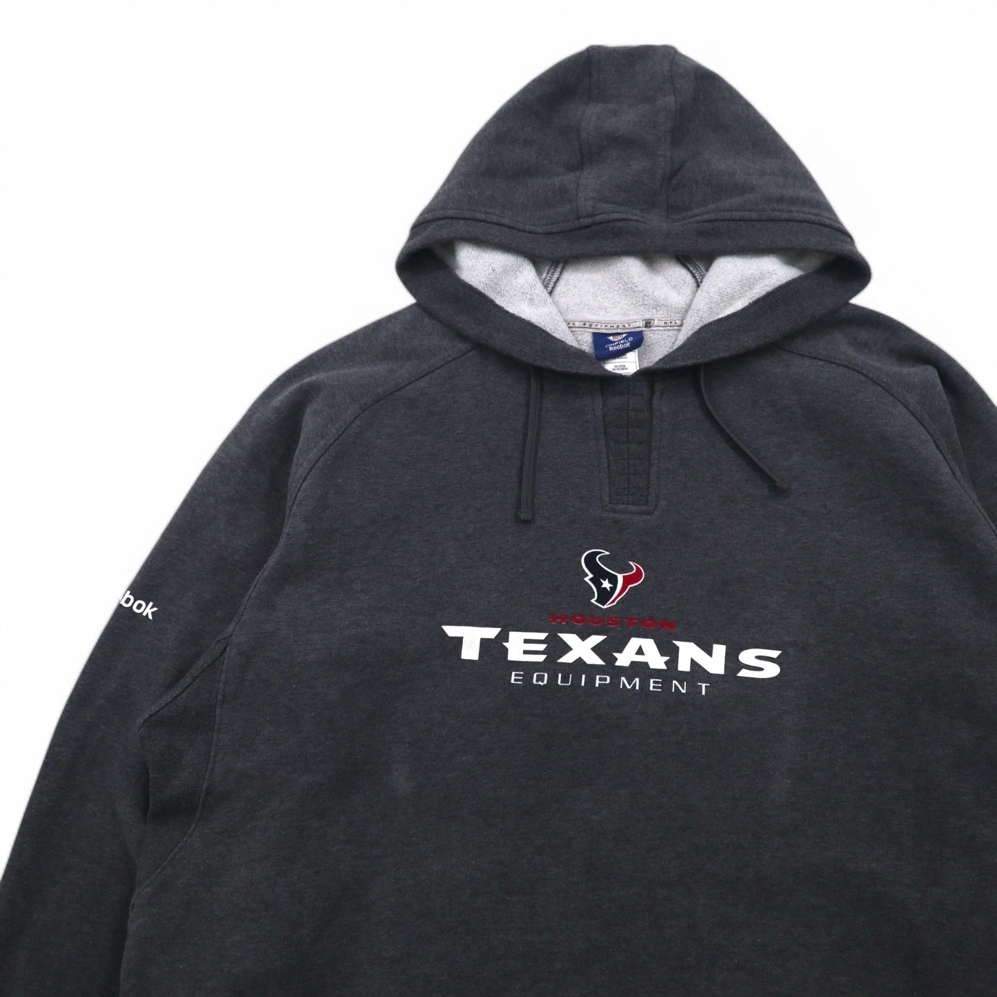 Reebok プルオーバー パーカー 2XL グレー 裏起毛 フロントポケット NFL Houston Texans ビッグサイズ