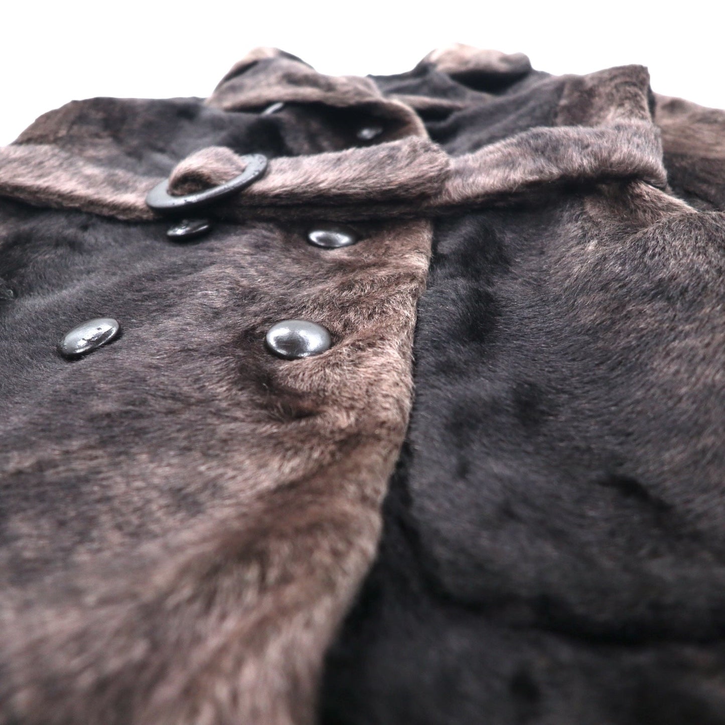 Vintage 60s Fur Coat Style by Fairmoorフランス製 60年代 ダブルブレスト ファーコート FREE ブラウン 毛皮 ベルト付き