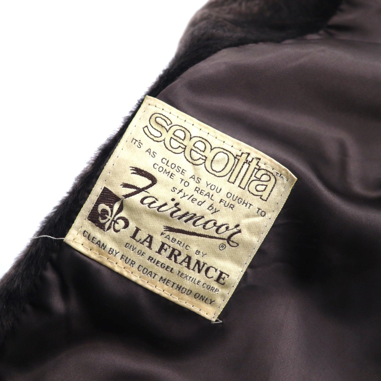 Vintage 60s Fur Coat Style by Fairmoorフランス製 60年代 ダブルブレスト ファーコート FREE ブラウン 毛皮 ベルト付き