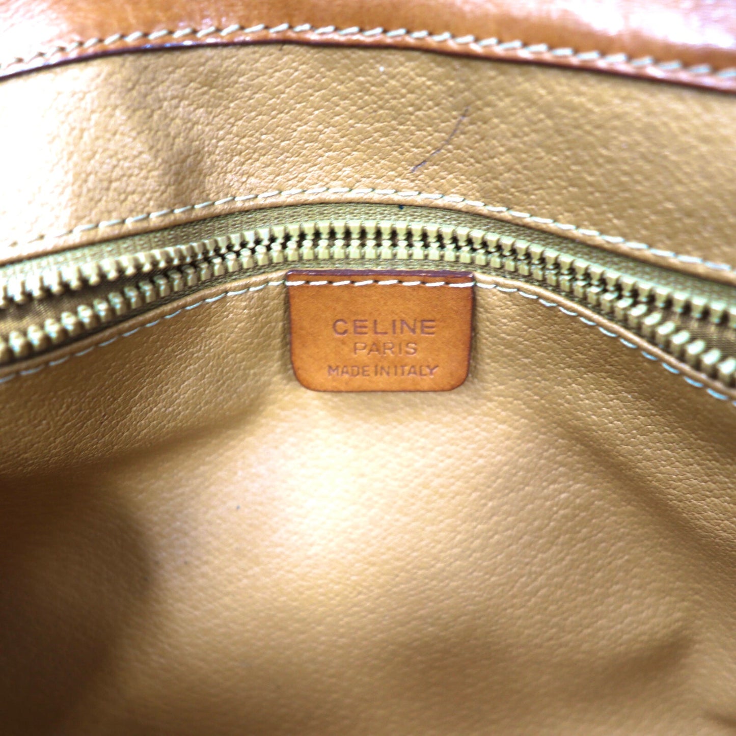CELINE ショルダーバッグ ブラウン レザー マカダム柄 オールド M90 イタリア製
