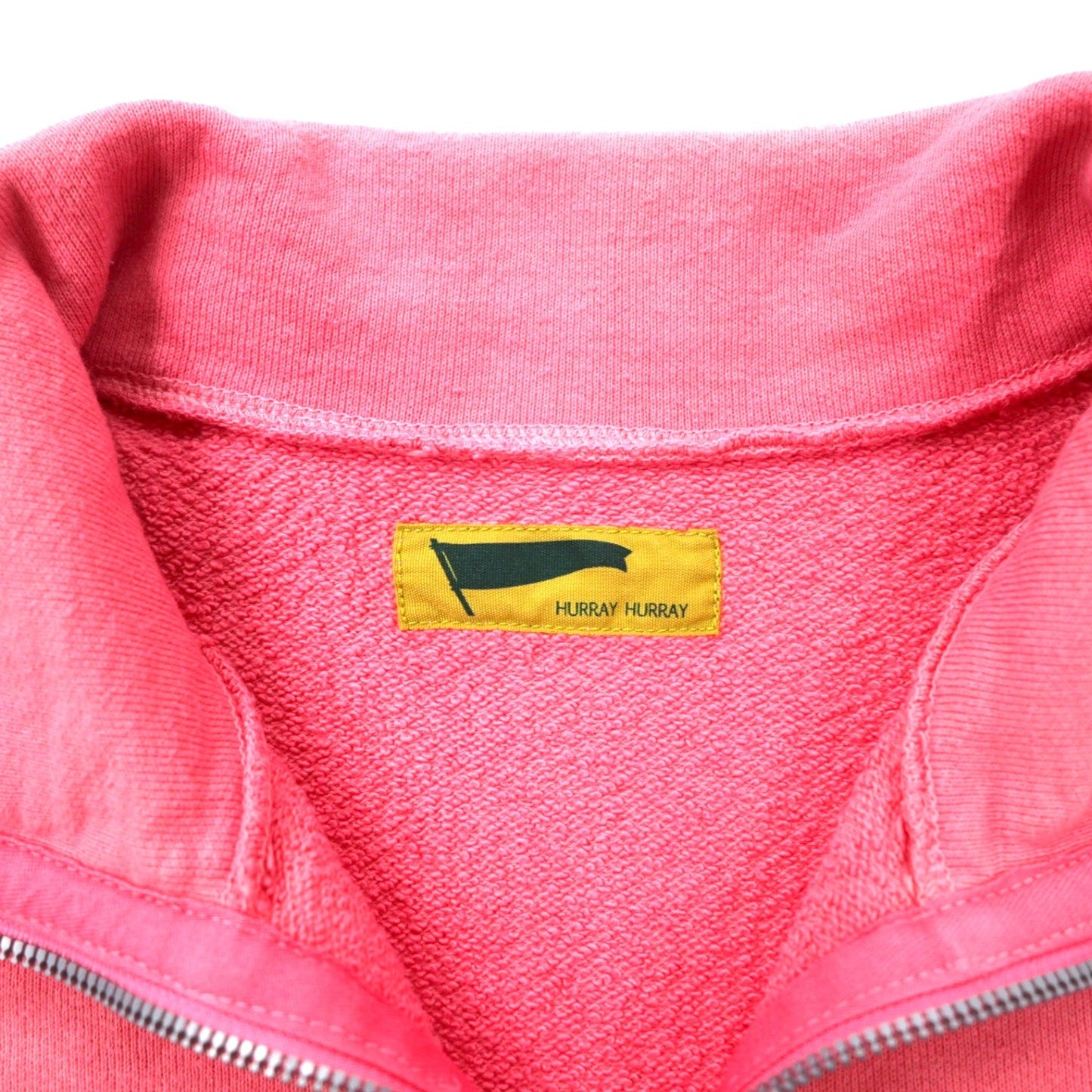HURRAY HURRAY 半袖 ハーフジップ スウェット Tシャツ FREE ピンク コットン Ekiden Half Zip Sweat C4031-1 日本製