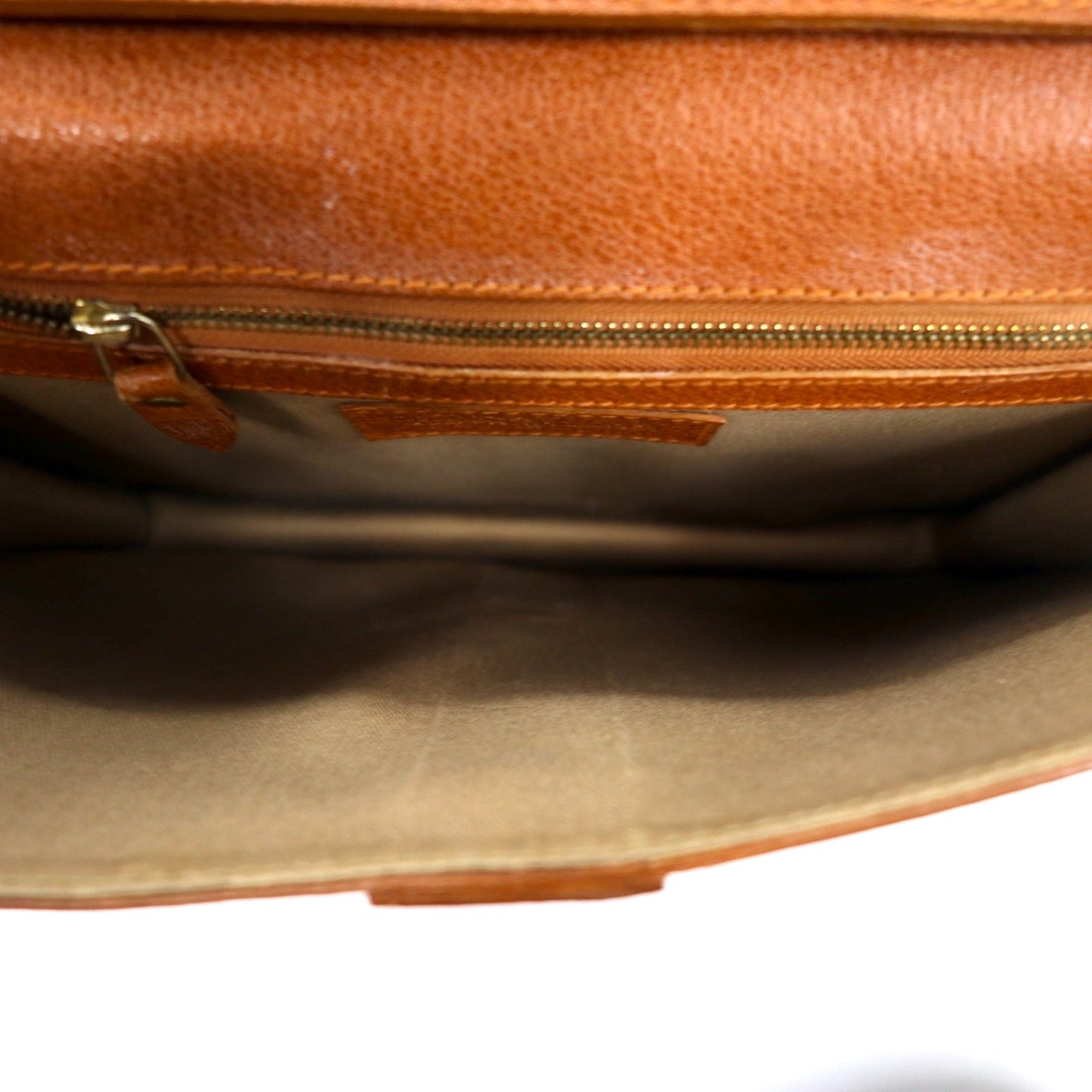 RALPH LAUREN スクエア ショルダーバッグ ブラウン レザー シボ革