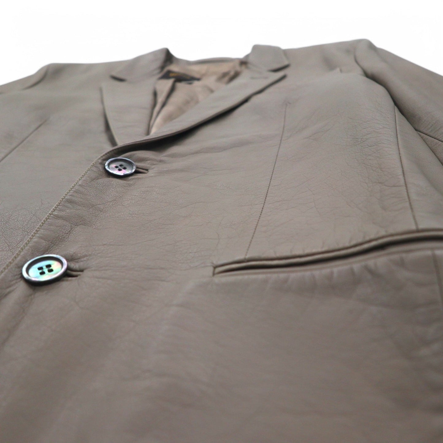 LOUIS VUITTON フランス製 カーフスキン 2B テーラードジャケット L ベージュ 牛革 LVJ 正規代理店