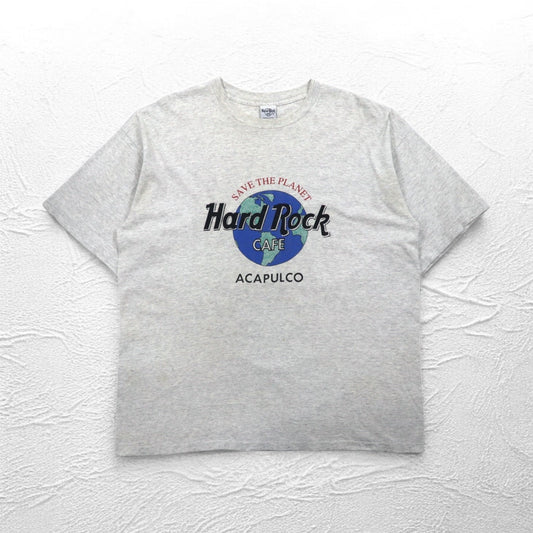 Hard Rock CAFE プリント Tシャツ XL グレー コットン SAVE THE PLANET ACAPULCO メキシコ製