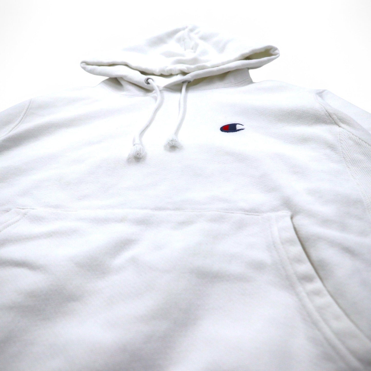 Champion リバースウィーブ REVERSE WEAVE プルオーバー パーカー L ホワイト 青単タグ 復刻 ホンジュラス製