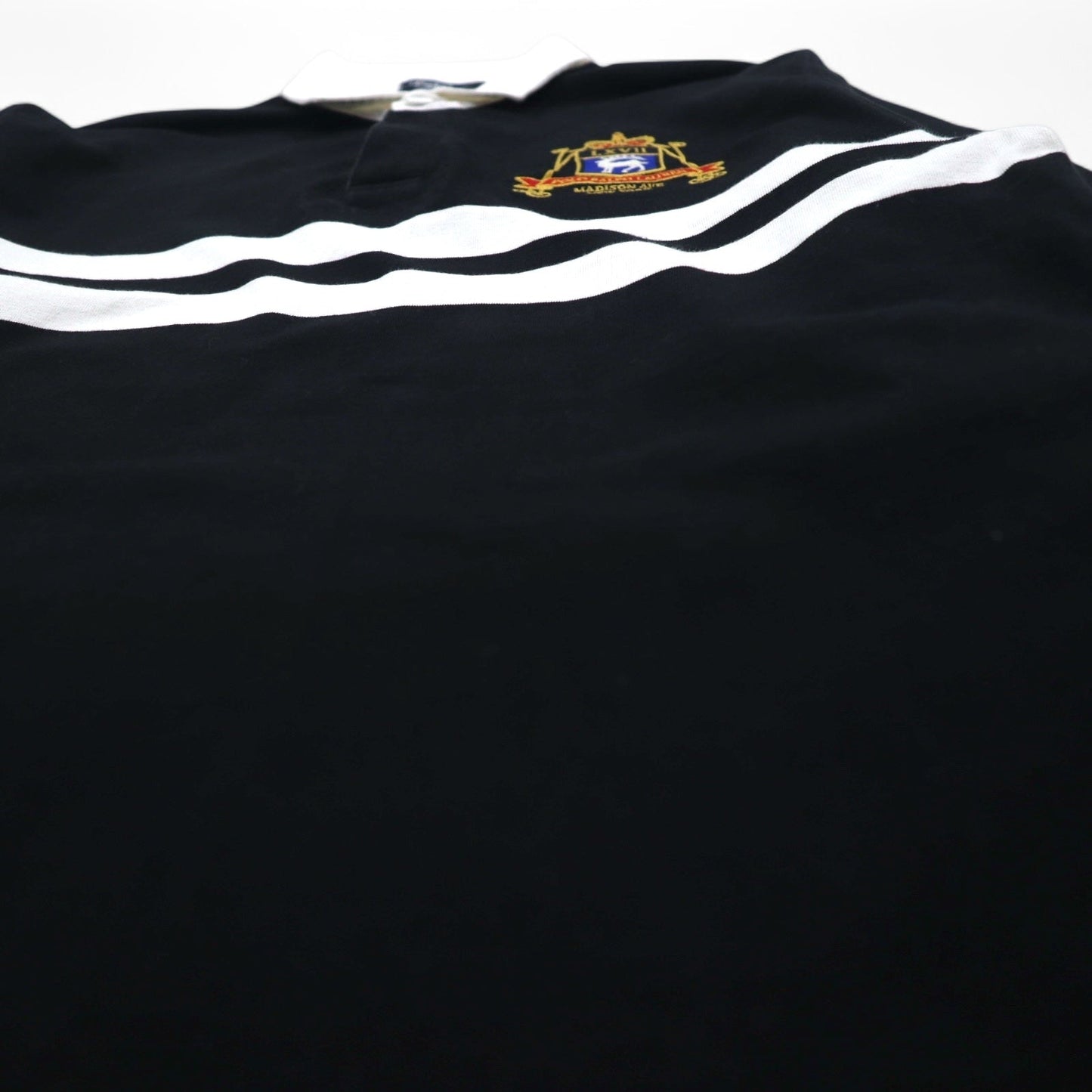 Polo by Ralph Lauren ラガーシャツ M ブラック コットン エンブレムロゴ 刺繍