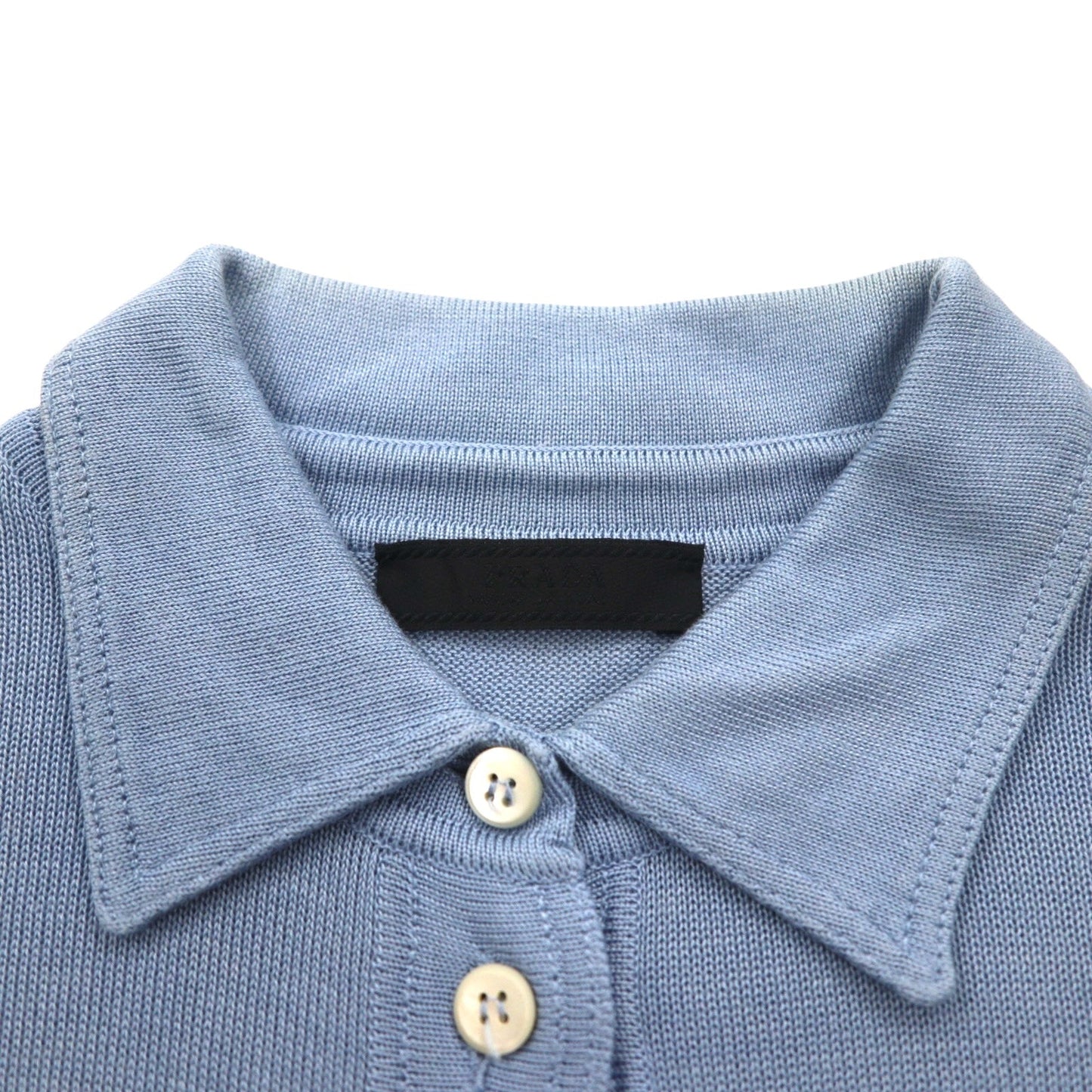PRADA ボタンフロント ニットシャツ カーディガン M ブルー コットン イタリア製