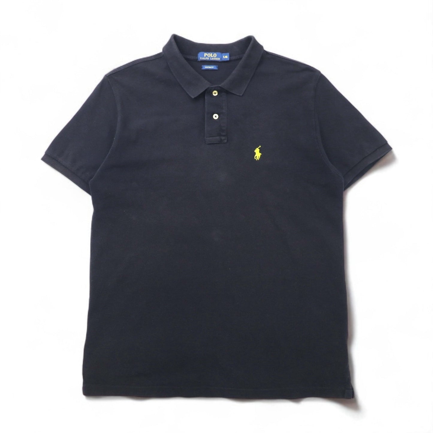 POLO RALPH LAUREN カスタムフィット ポロシャツ L ブラック コットン 鹿の子 スモールポニー刺繍