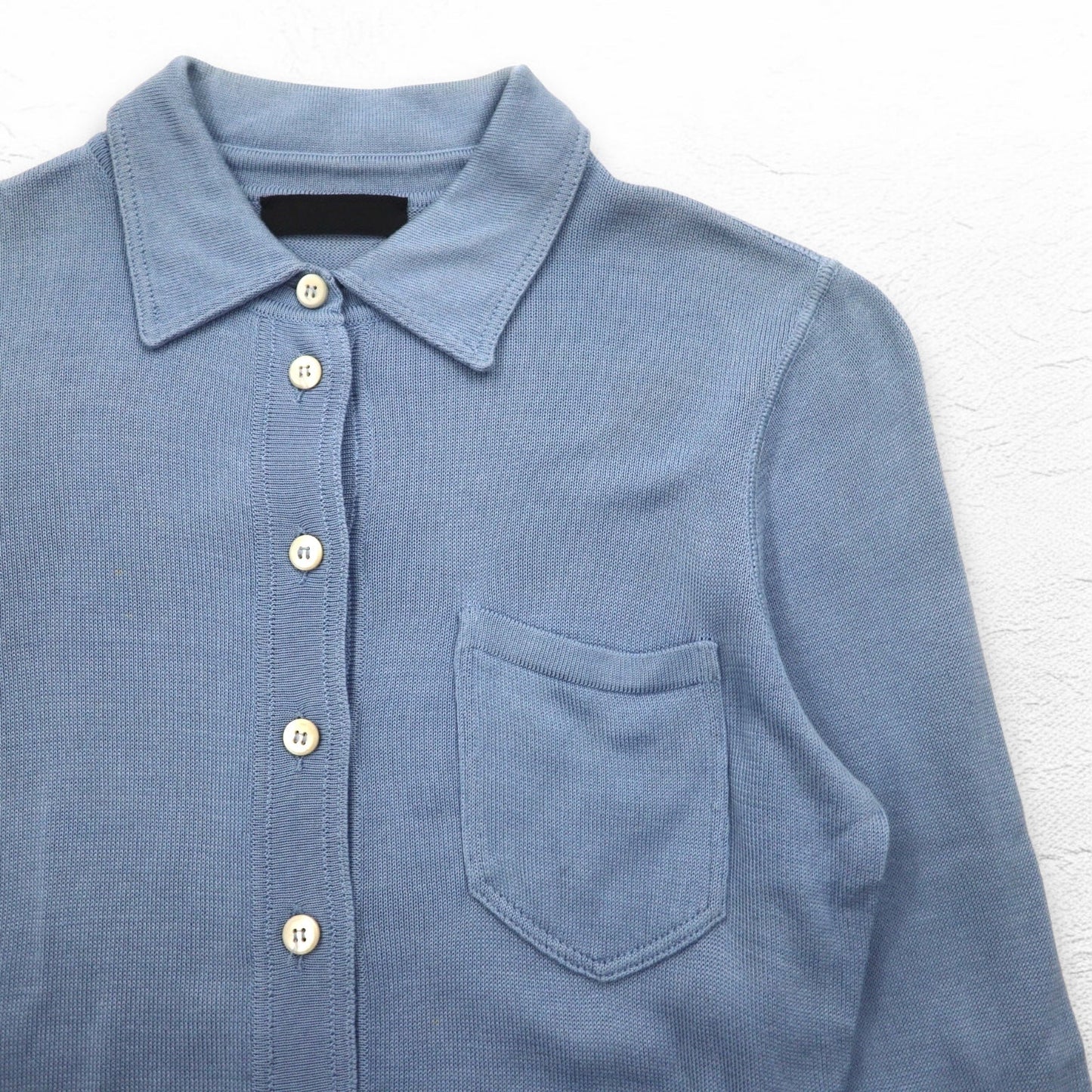 PRADA ボタンフロント ニットシャツ カーディガン M ブルー コットン イタリア製