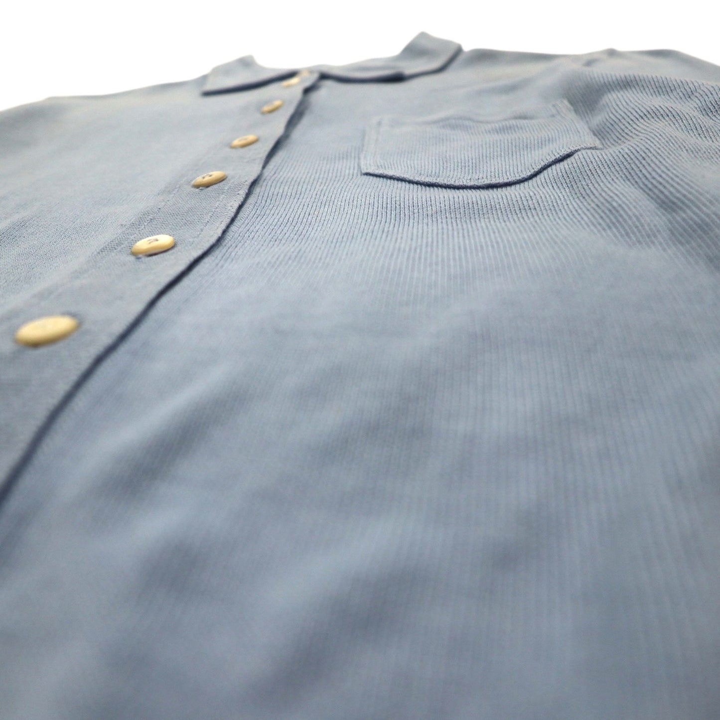 PRADA ボタンフロント ニットシャツ カーディガン M ブルー コットン イタリア製