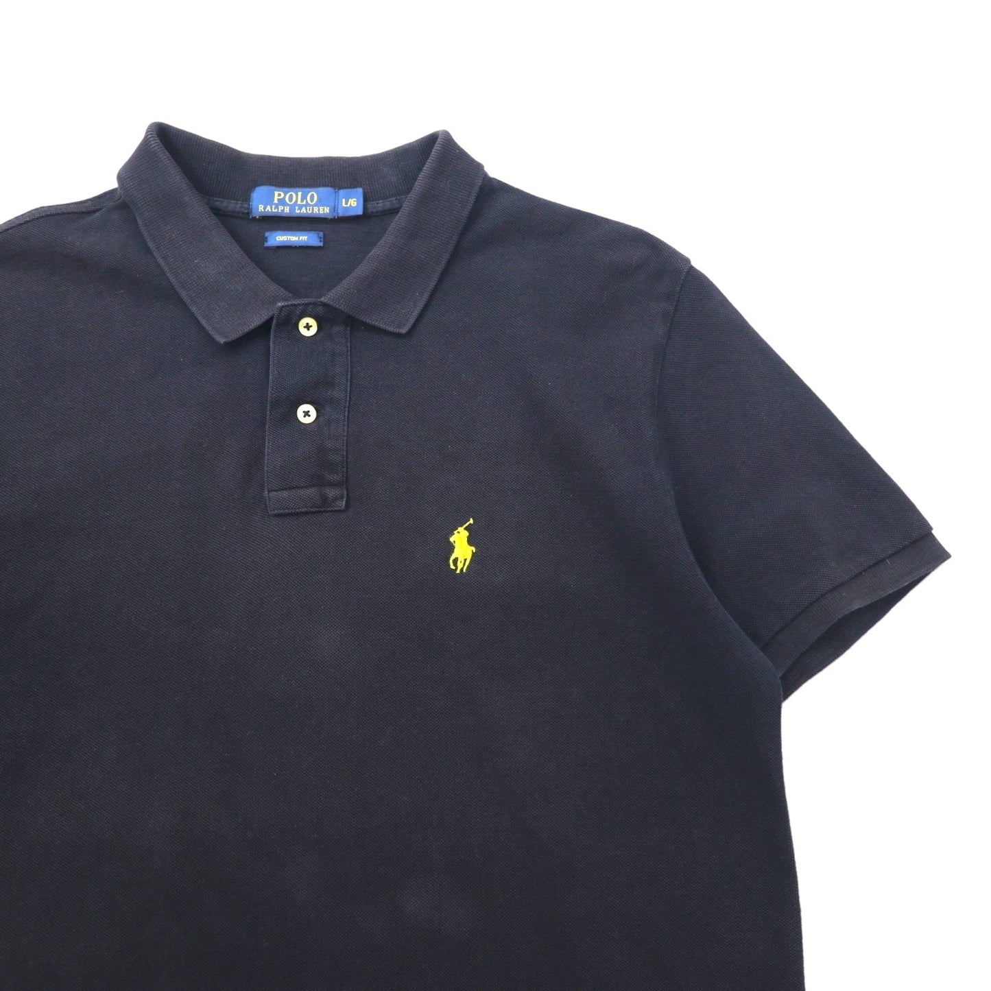 POLO RALPH LAUREN カスタムフィット ポロシャツ L ブラック コットン 鹿の子 スモールポニー刺繍