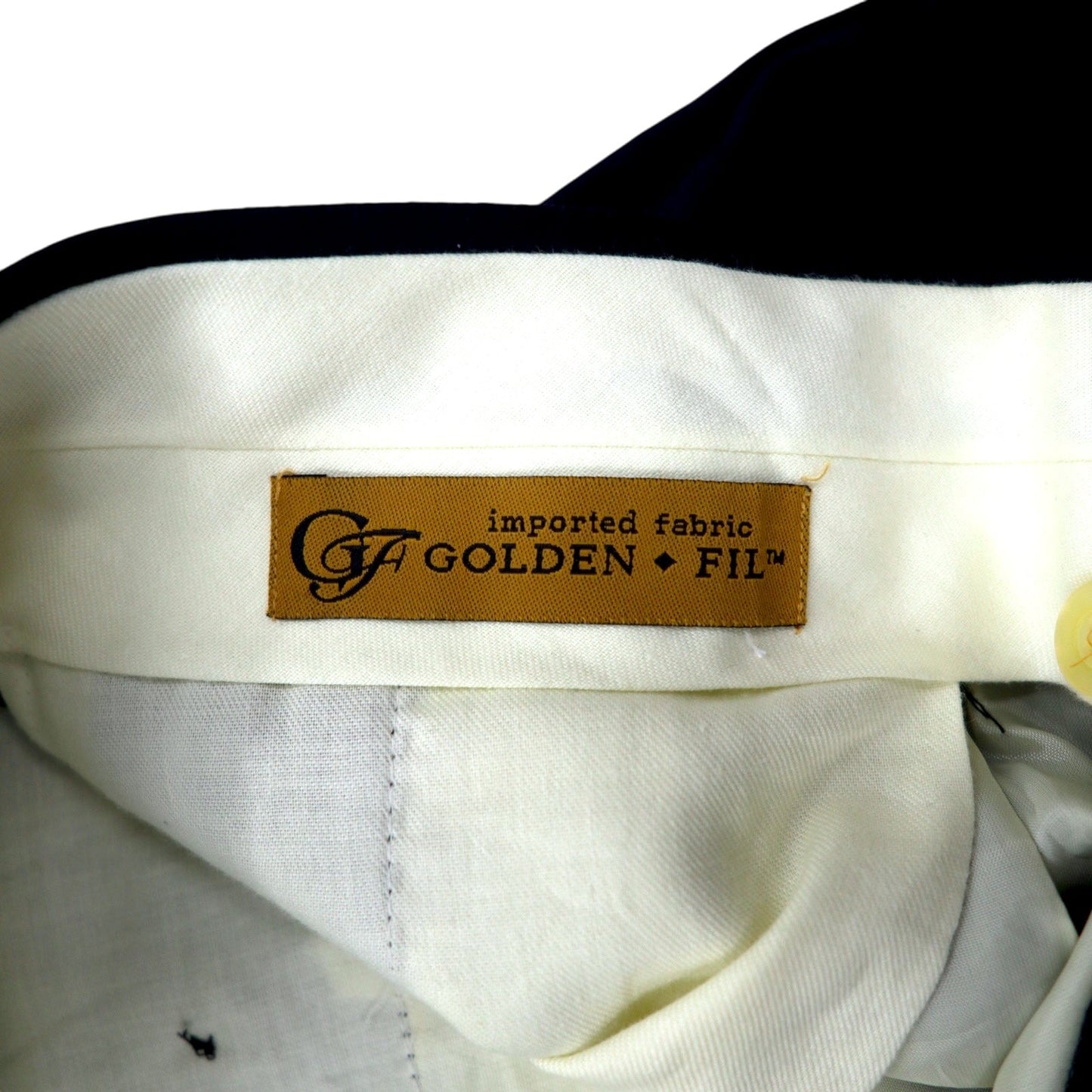 USA製 90年代 GOLDEN FIL タック ワイド スラックスパンツ 35 ネイビー ウール