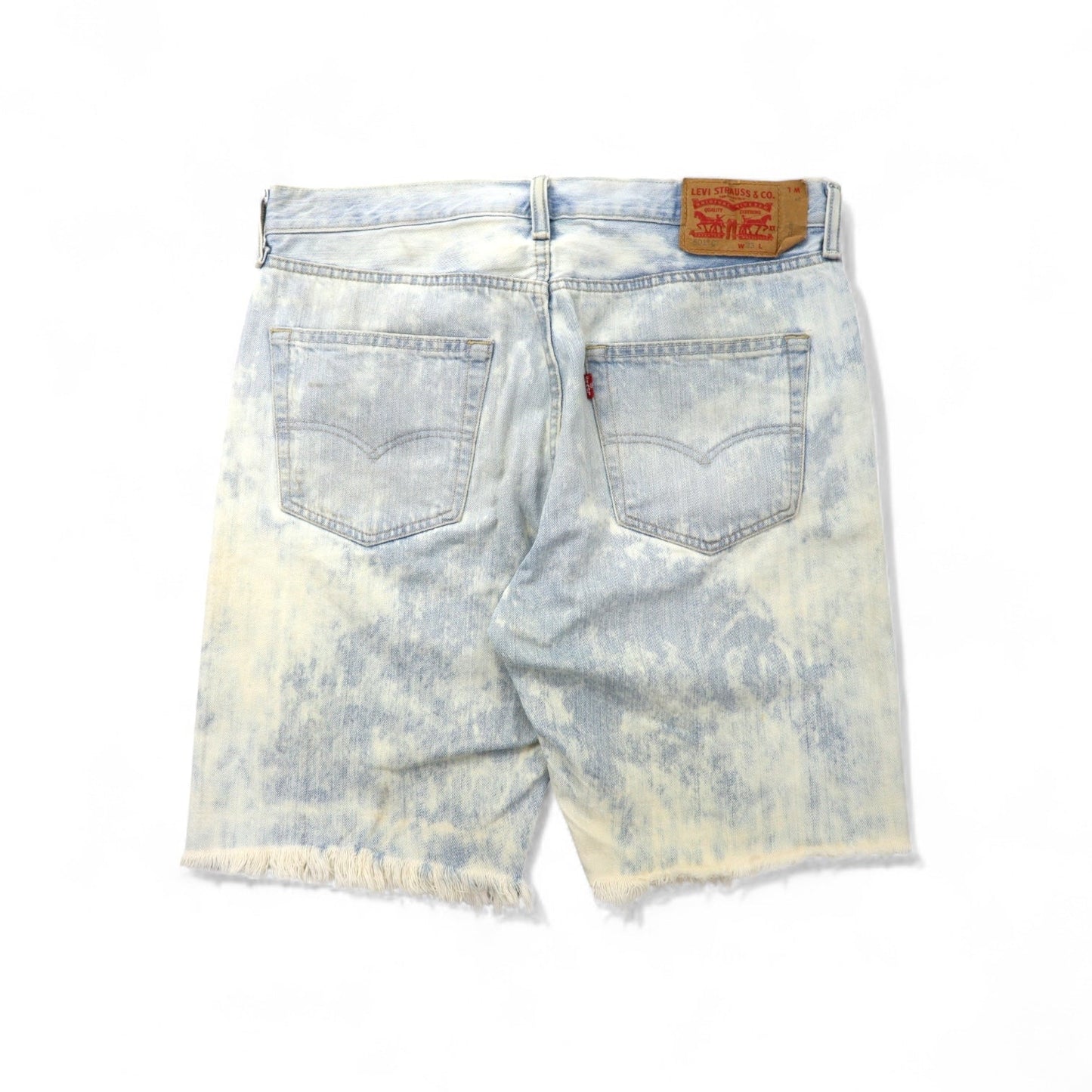 Levi's 501 ケミカルウォッシュ カットオフ ショート デニムパンツ ハーフパンツ L ブルー コットン ボタンフライ