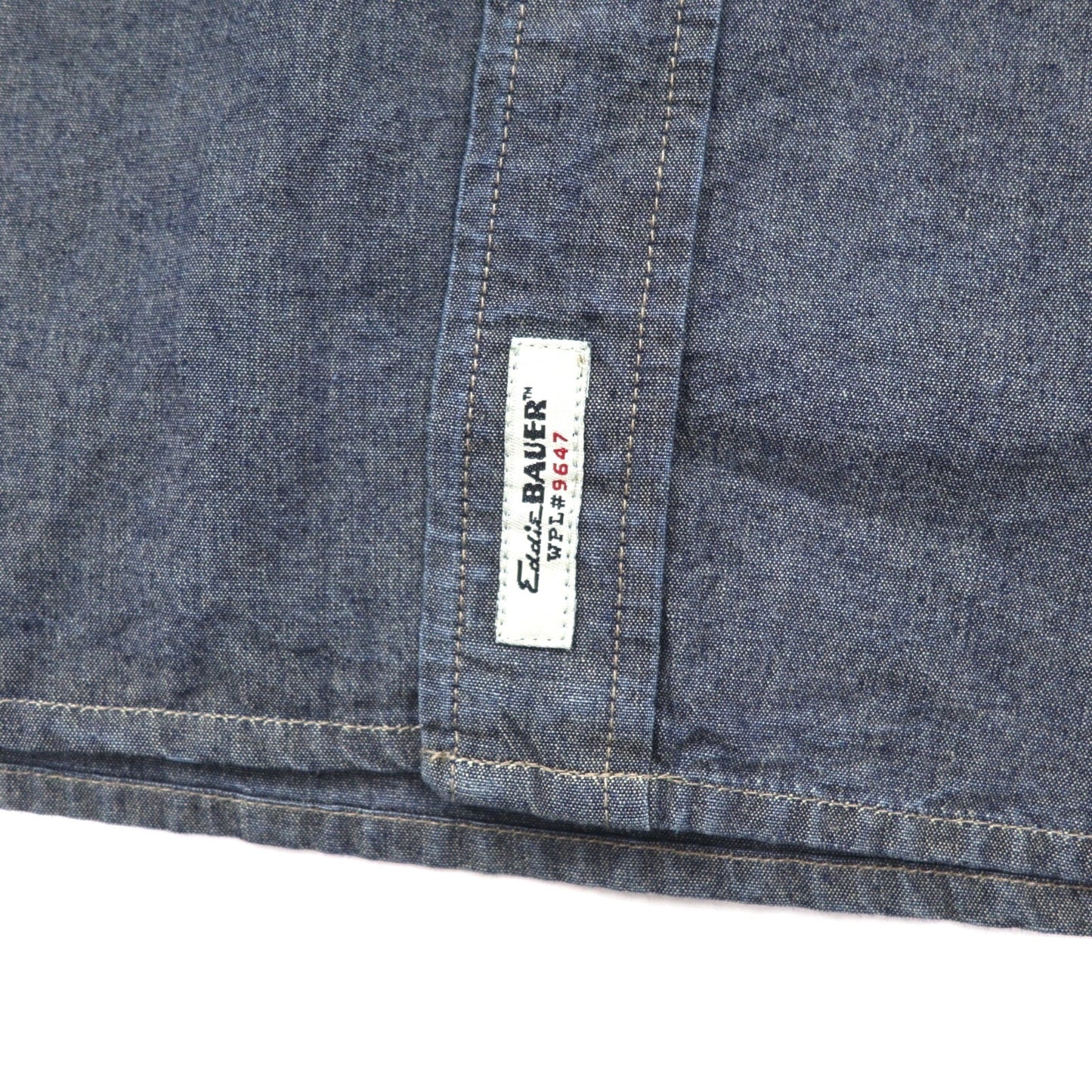 Eddie Bauer シャンブレー ボタンダウンシャツ L ブルー インディゴ コットン 未使用品