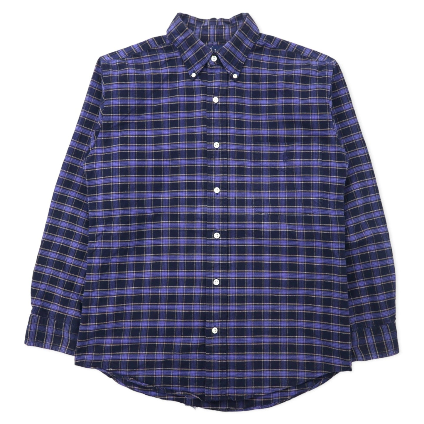 Ralph Lauren ボタンダウンシャツ M ネイビー チェック コットン BIG SHIRT スモールポニー刺繍