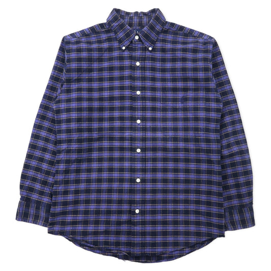 Ralph Lauren ボタンダウンシャツ M ネイビー チェック コットン BIG SHIRT スモールポニー刺繍