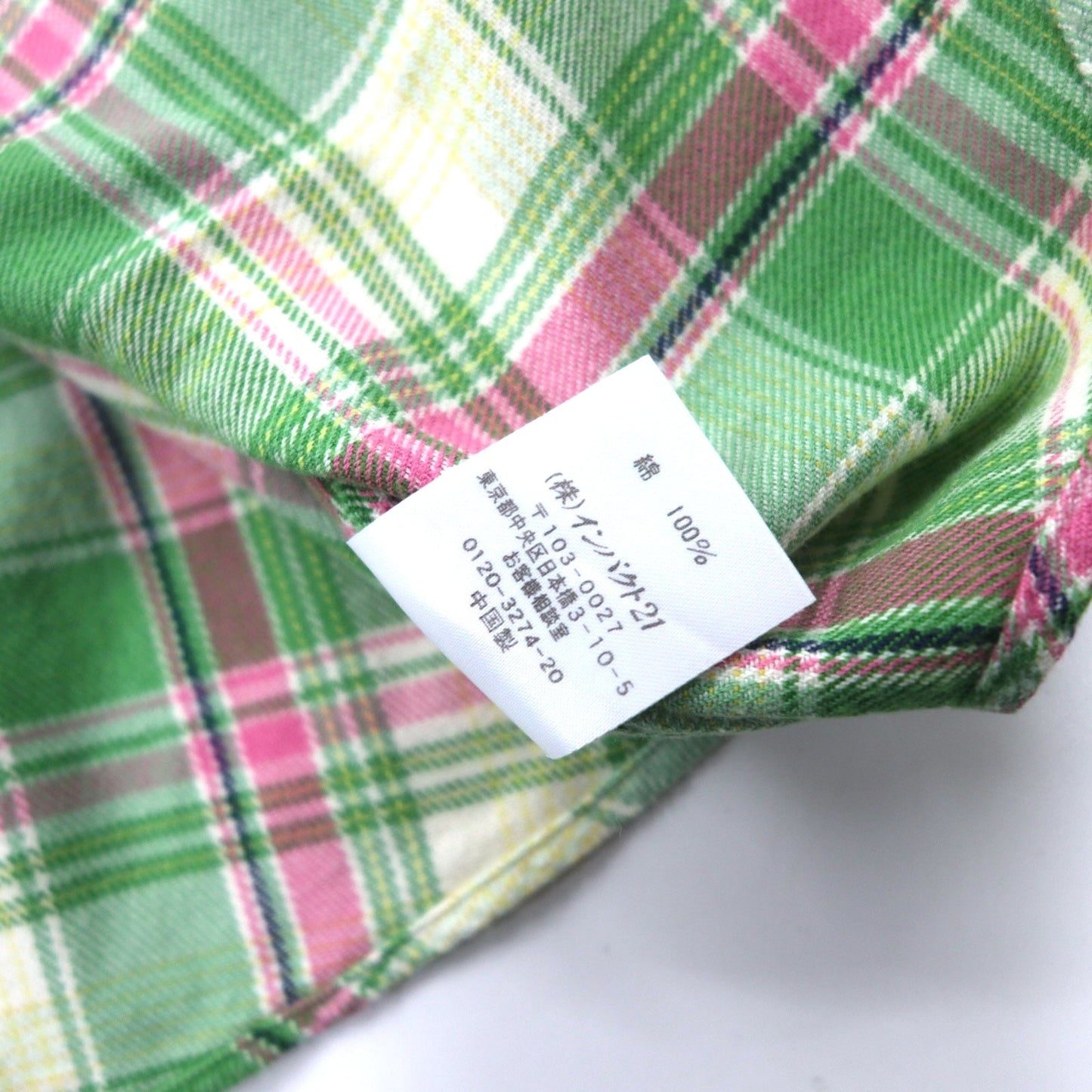 RALPH LAUREN フランネル ウエスタンシャツ 7 グリーン チェック コットン スナップボタン