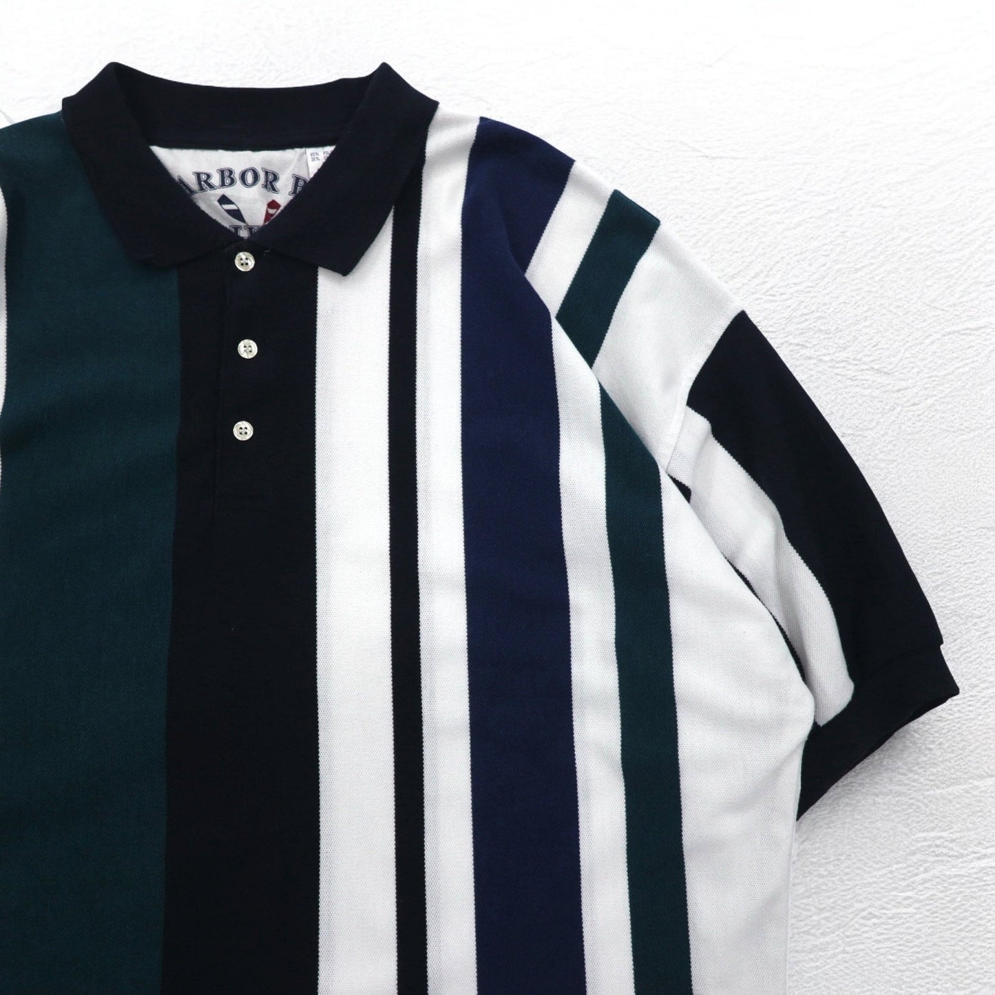 90年代 HARBOR BAY マルチストライプ ポロシャツ 4XL BIG ネイビー コットン ビッグサイズ