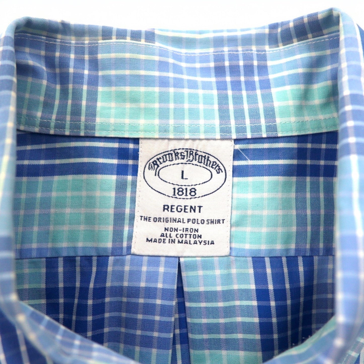 Brooks Brothers REGENT ボタンダウンシャツ L ブルー チェック コットン ノンアイロン