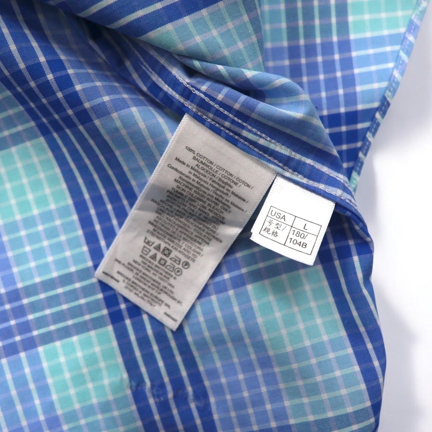 Brooks Brothers REGENT ボタンダウンシャツ L ブルー チェック コットン ノンアイロン