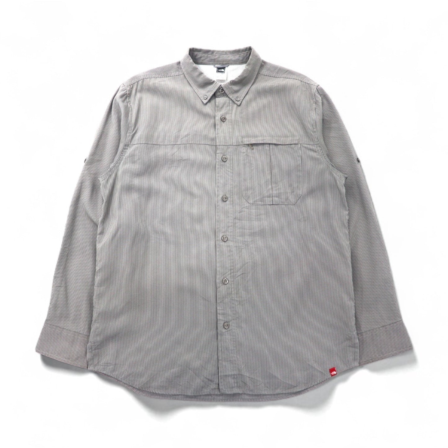 THE NORTH FACE アウトドア メッシュライナー ポリエステルシャツ L グレー モダール 胸ポケット AEVV