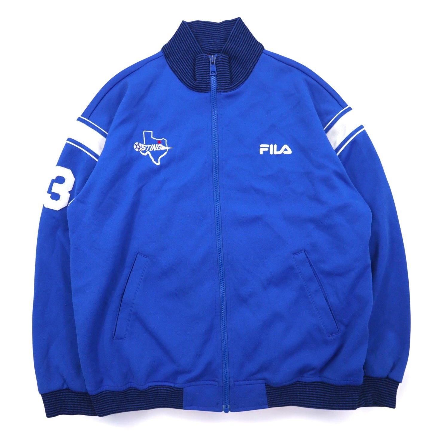 FILA 90年代 リブカラー ハイネック トラックジャケット ジャージ L ブルー ポリエステル