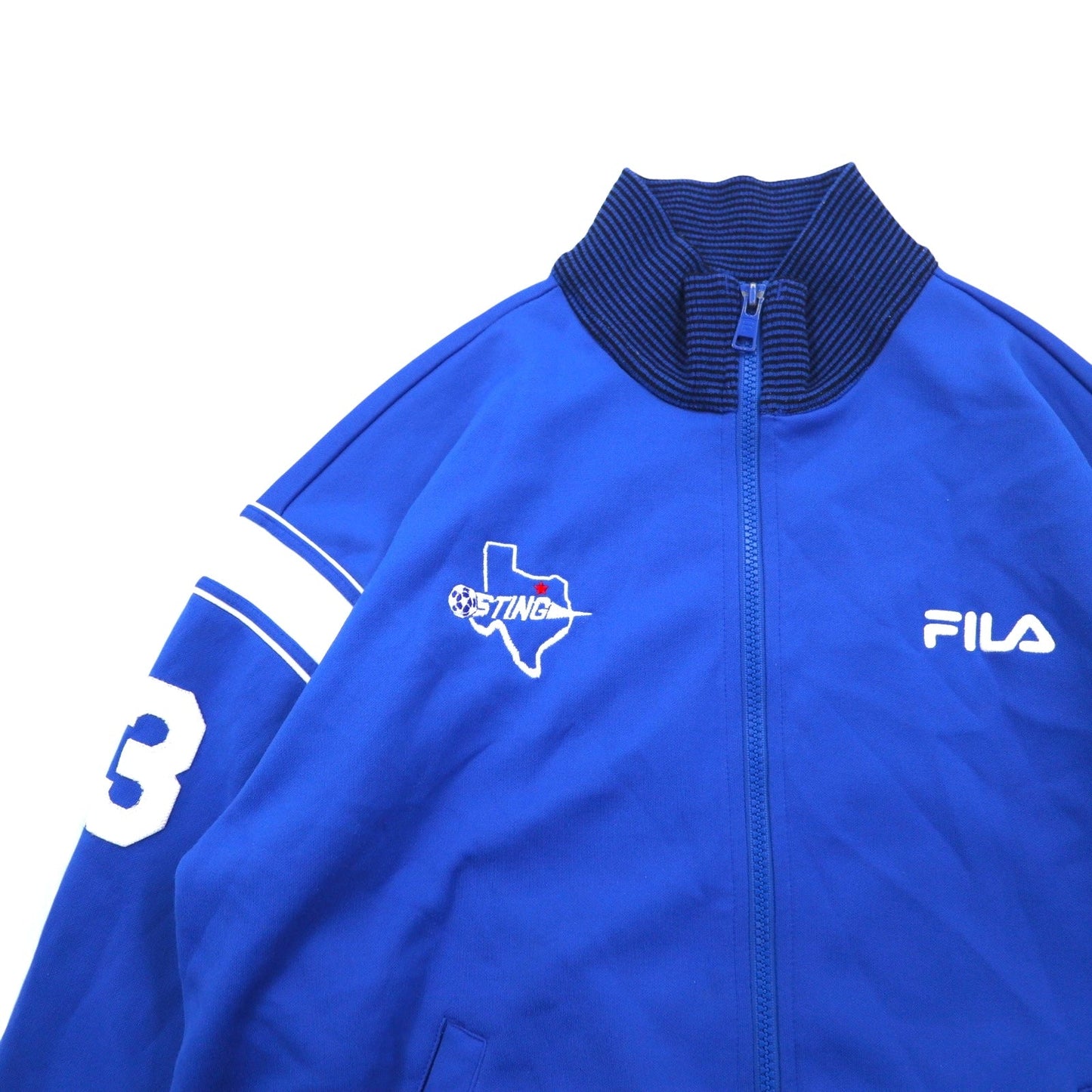 FILA 90年代 リブカラー ハイネック トラックジャケット ジャージ L ブルー ポリエステル
