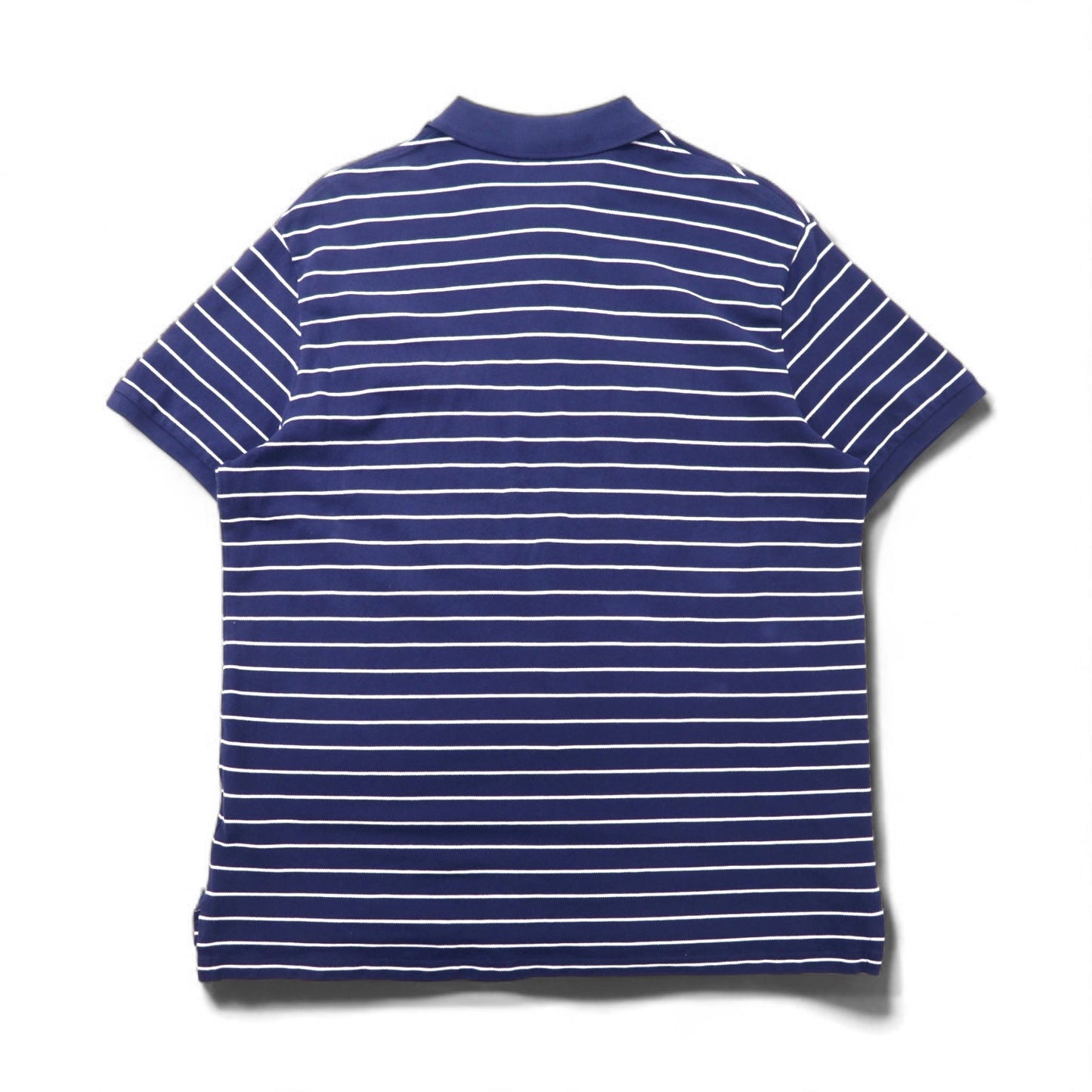 POLO RALPH LAUREN カスタムスリムフィット ストレッチメッシュ ポロシャツ XL ネイビー ボーダー コットン 鹿の子 スモールポニー刺繍