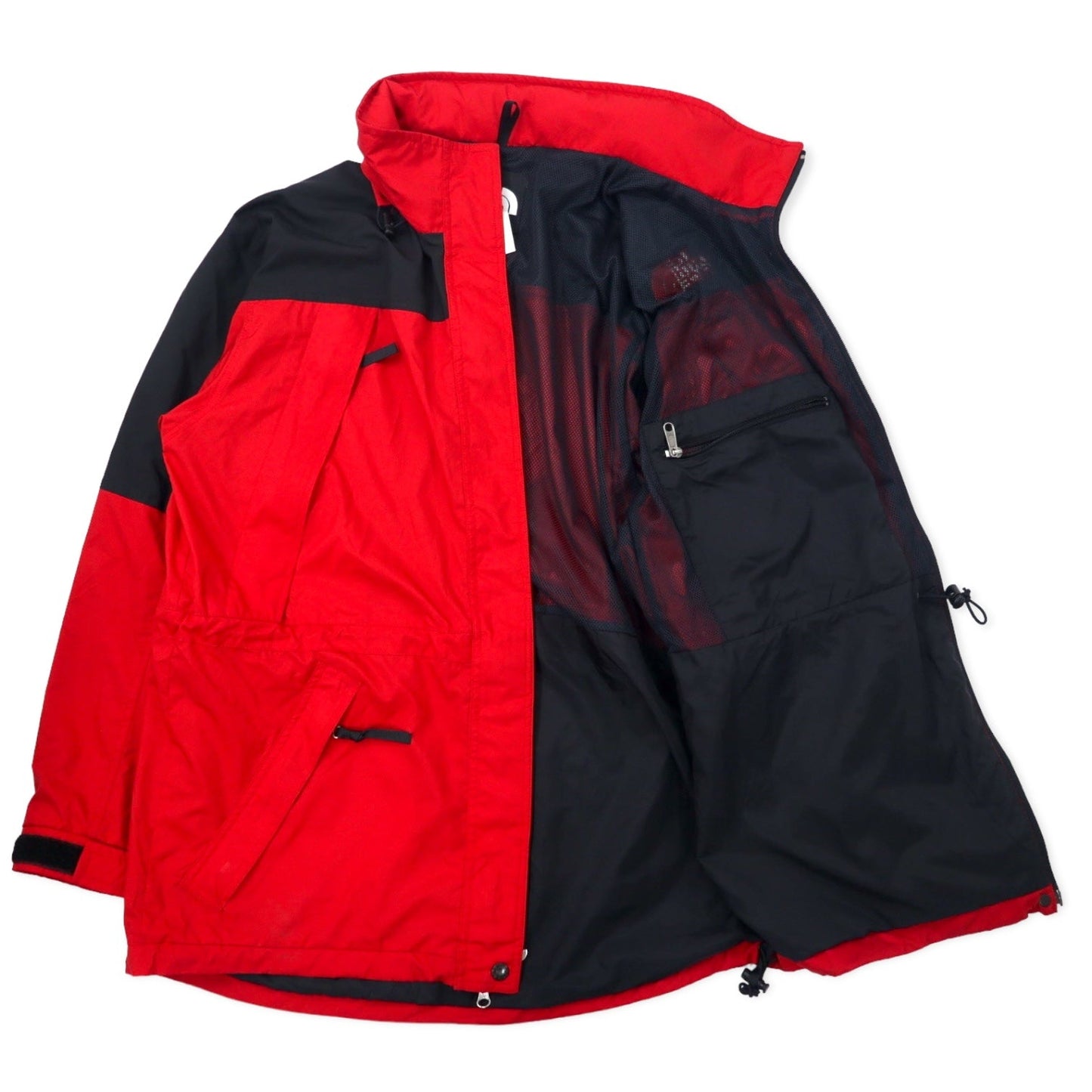 THE NORTH FACE 90年代 マウンテンパーカー L レッド ブラック ポリエステル メッシュライナー ドローコード ダブルジップ