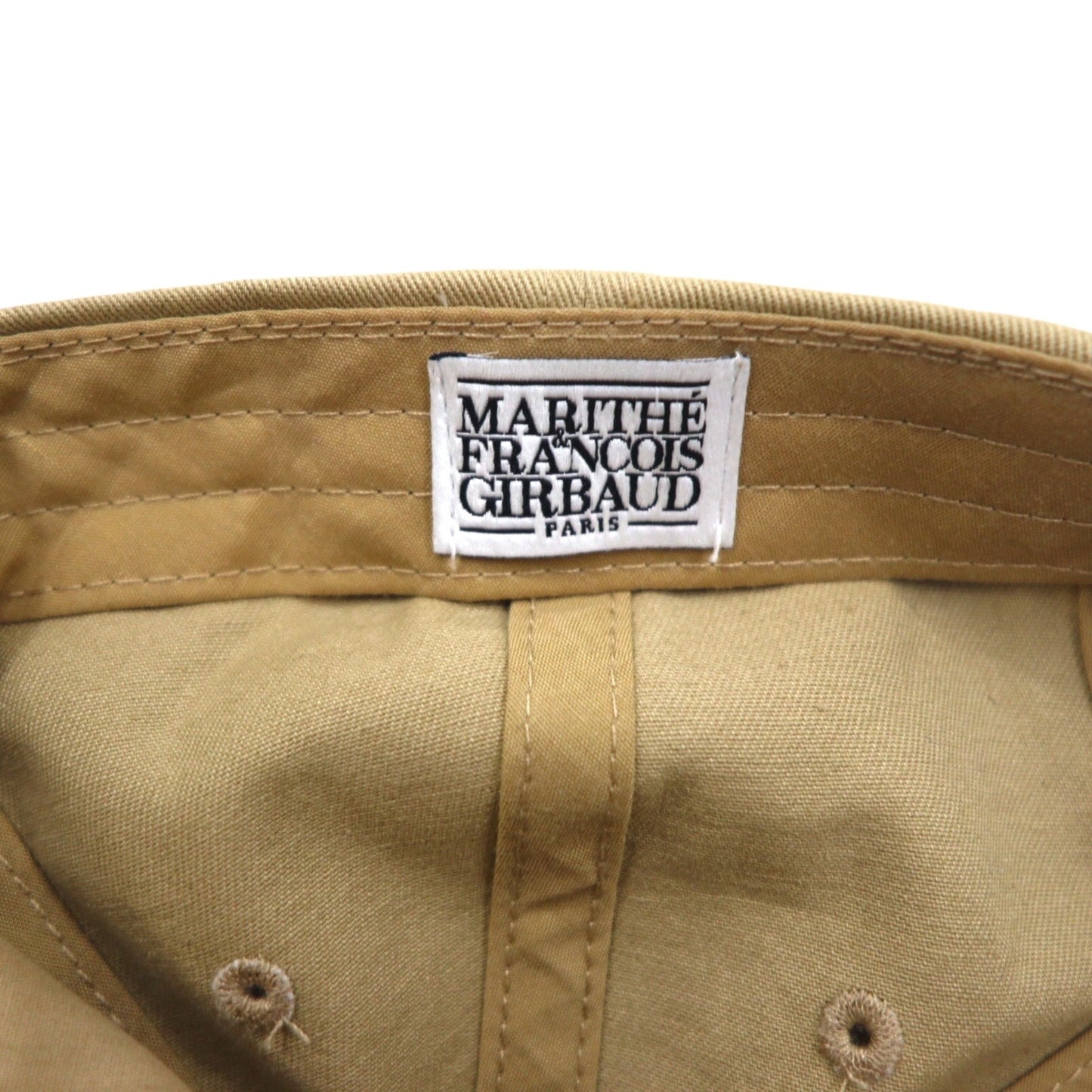 MARITHE + FRANCOIS GIRBAUD 6パネルキャップ FREE ベルト ベージュ コットン フロントロゴ刺繍