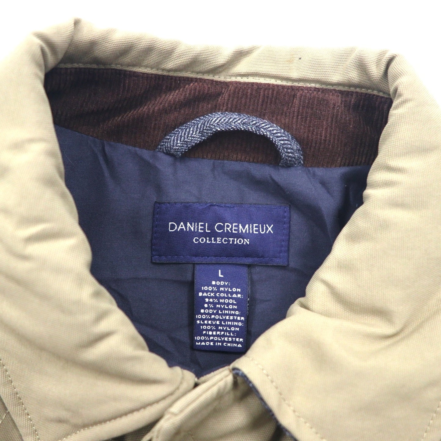 DANIEL CREMIEUX COLLECTION キルティングジャケット L ベージュ ナイロン 中綿 チンストラップ