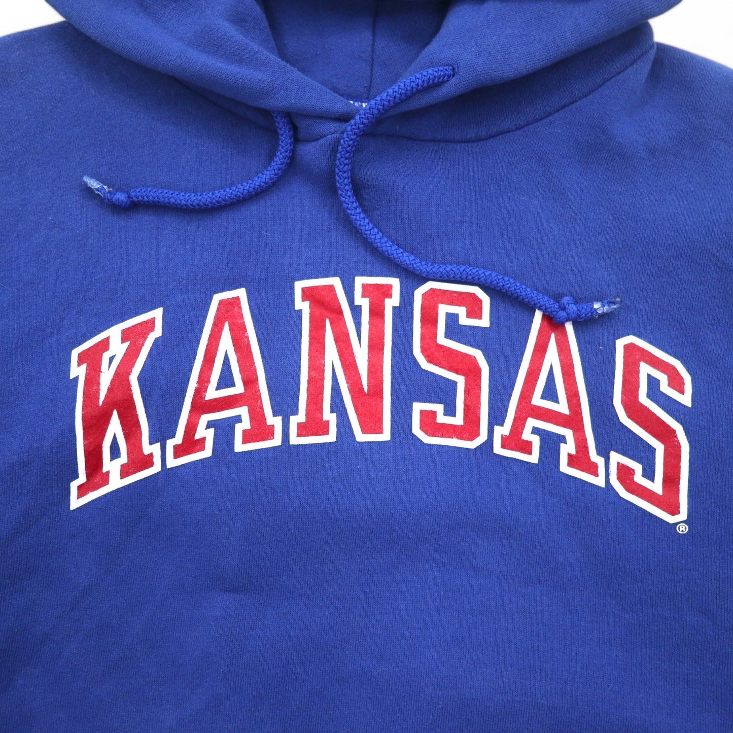 RUSSELL ATHLETIC カレッジプリント プルオーバー パーカー XL ブルー KANSAS アーチロゴ