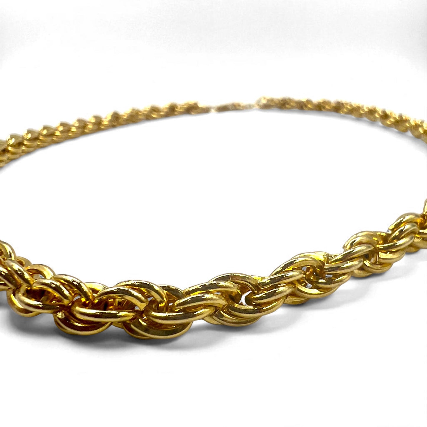 Vintage Gold Plated Necklace イタリア製 ツイストチェーン ネックレス 18KGP ゴールド