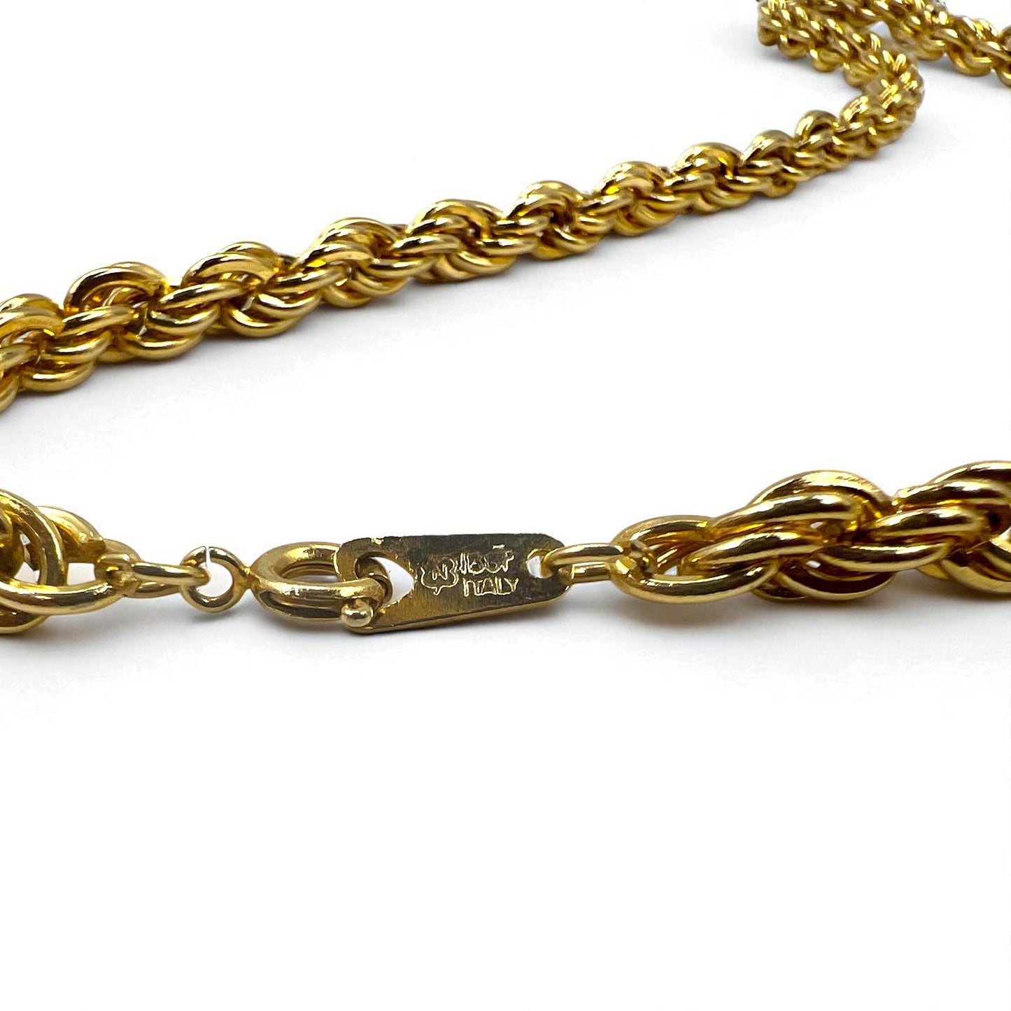 Vintage Gold Plated Necklace イタリア製 ツイストチェーン ネックレス 18KGP ゴールド