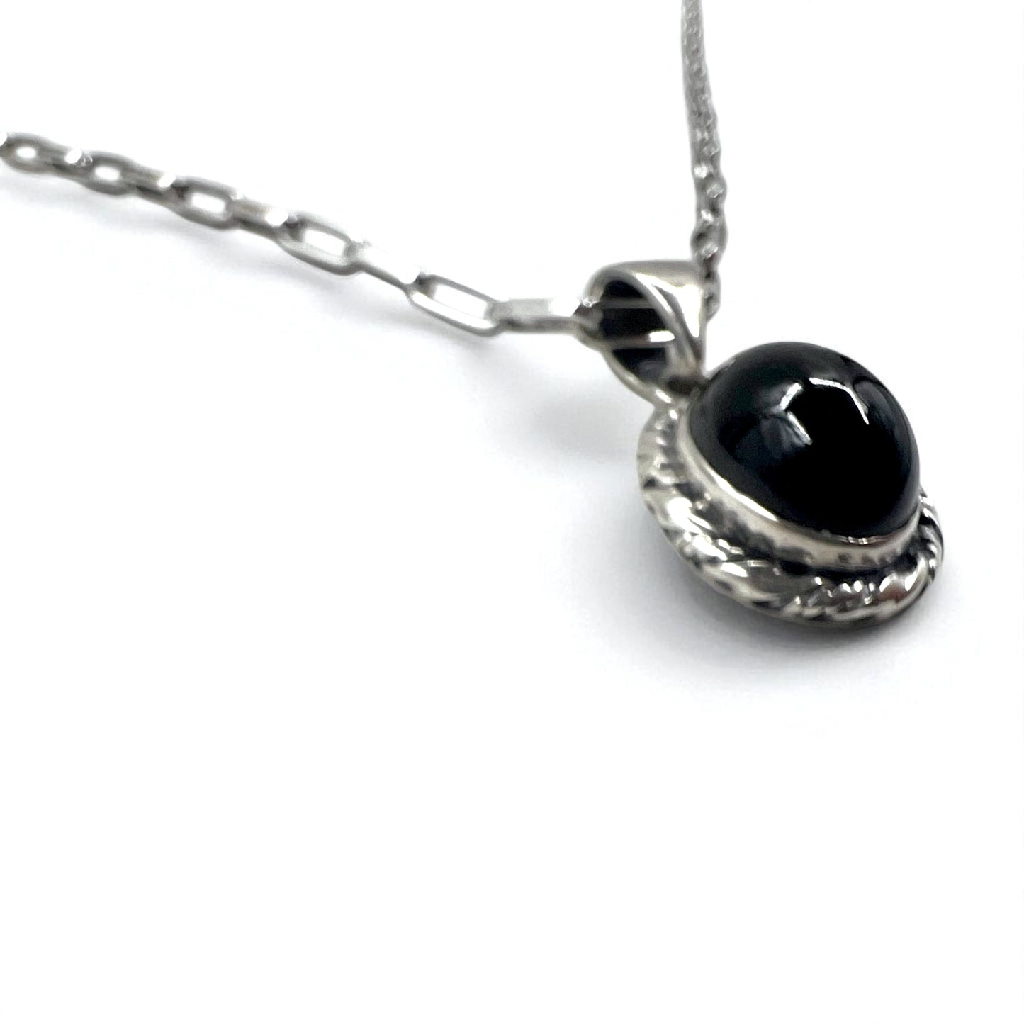 Vintage Silver Black Onyx Necklace インディアンジュエリー ブラックオニキス ホピチェーン ネックレス ペンダント シルバー 925 R刻印