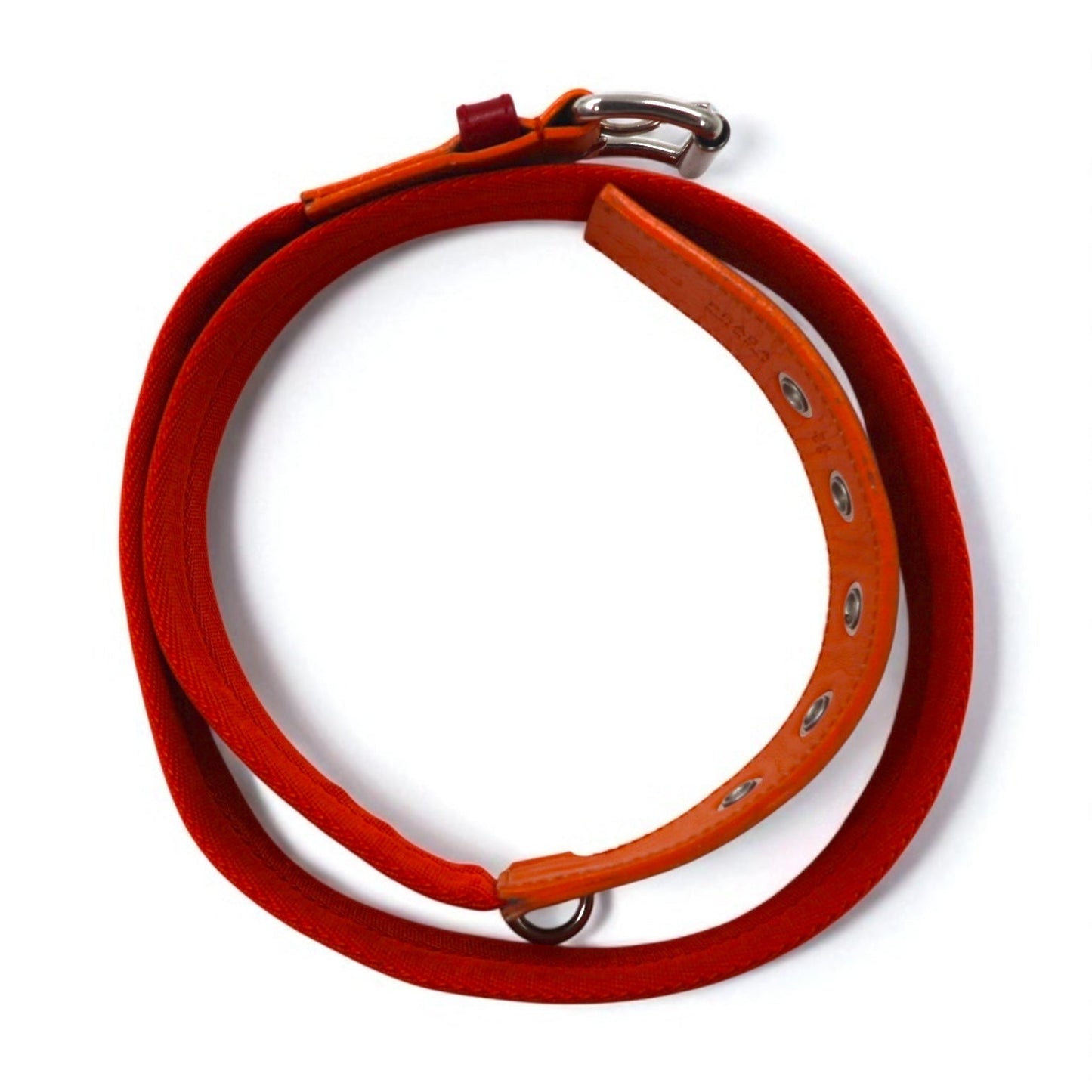 PRADA ナイロンキャンバス ベルト LOGO LOOP UTILITY BELT 38/95 オレンジ レザー切り替え 4C2855 イタリア製