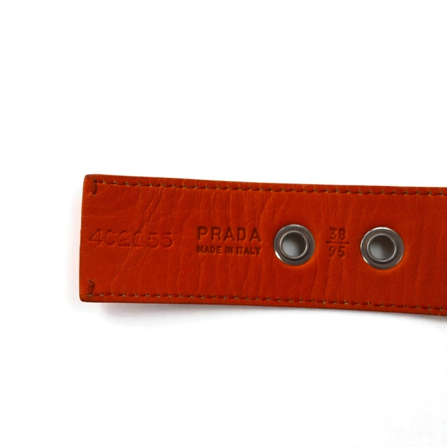 PRADA ナイロンキャンバス ベルト LOGO LOOP UTILITY BELT 38/95 オレンジ レザー切り替え 4C2855 イタリア製