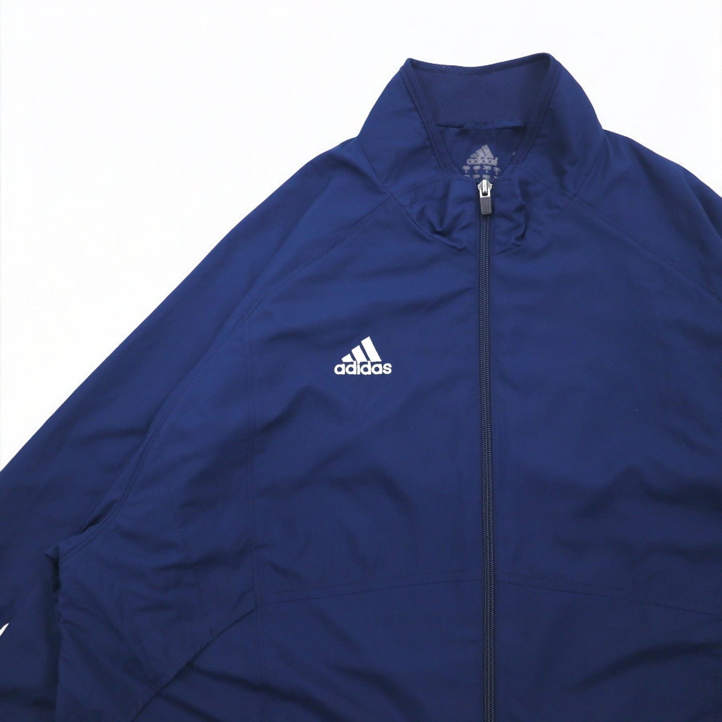 adidas 00年代 ナイロンジャケット トラックジャケット ジャージ L ネイビー ワンポイントロゴ刺繍
