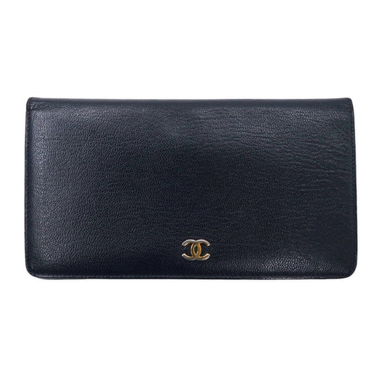 CHANEL セブルガ キャビアスキン 長財布 ブラック レザー ココマーク A68706 フランス製