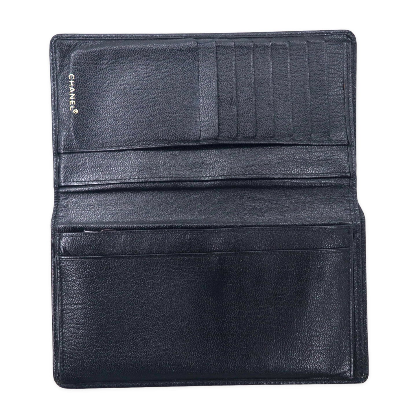 CHANEL セブルガ キャビアスキン 長財布 ブラック レザー ココマーク A68706 フランス製