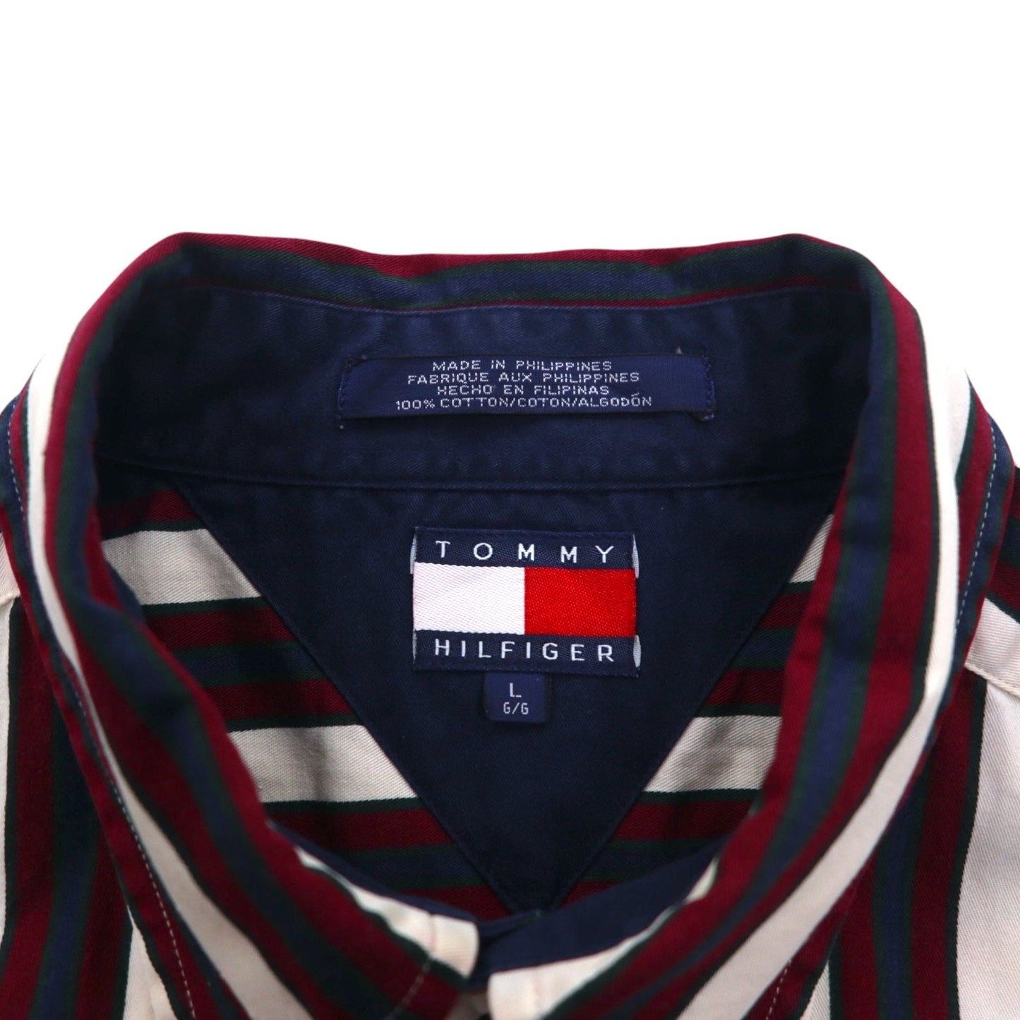 TOMMY HILFIGER 90年代 ボタンダウンシャツ L ストライプ 刺繍 ロゴ