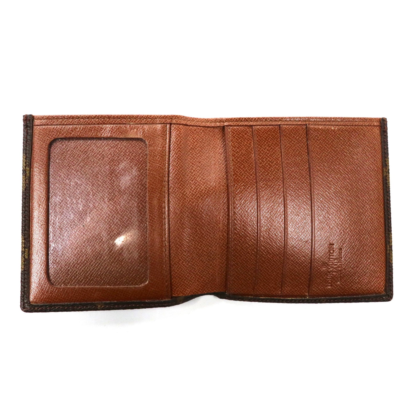 LOUIS VUITTON 2つ折り財布 札入れ パスケース カードケース ブラウン PVC モノグラム ポルト ビエ カルト ブルー M60905 フランス製 ヴィンテージ